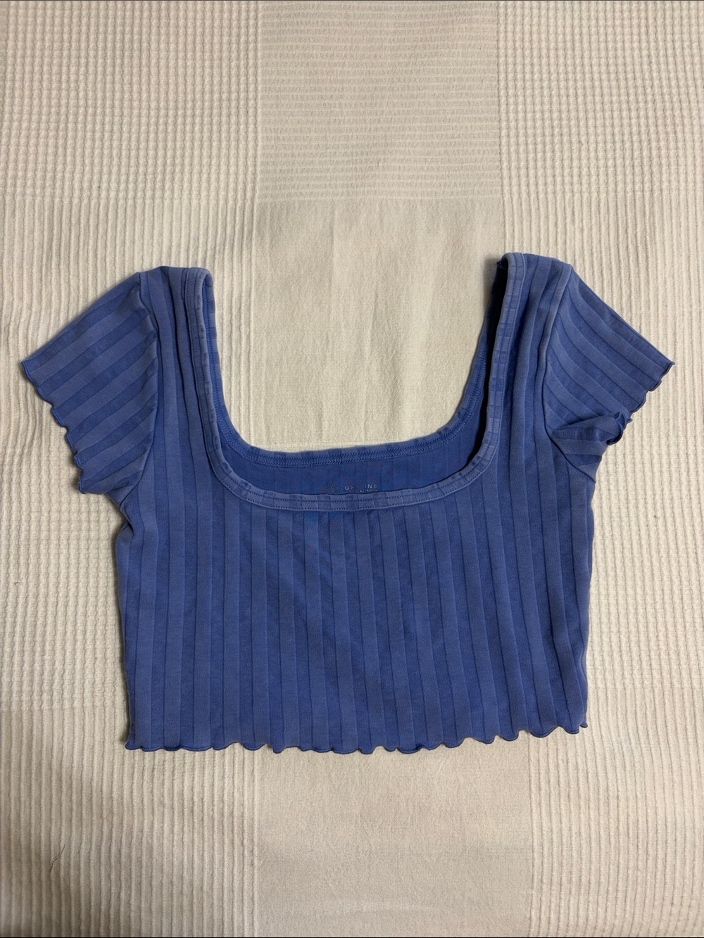 aerie Ribbed Square-Neck Crop Top in Periwinkle Blue